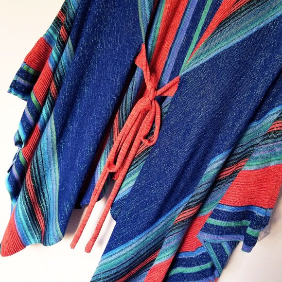 Free People In a Moment Poncho Ruana OS Sparkle Striped Knit Cardigan Boho $198 - Picture 10 of 16